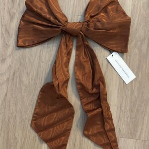 NWT NEW Loeffler Randall Cherie Nutmeg Brown Hair Bow Clip $95
